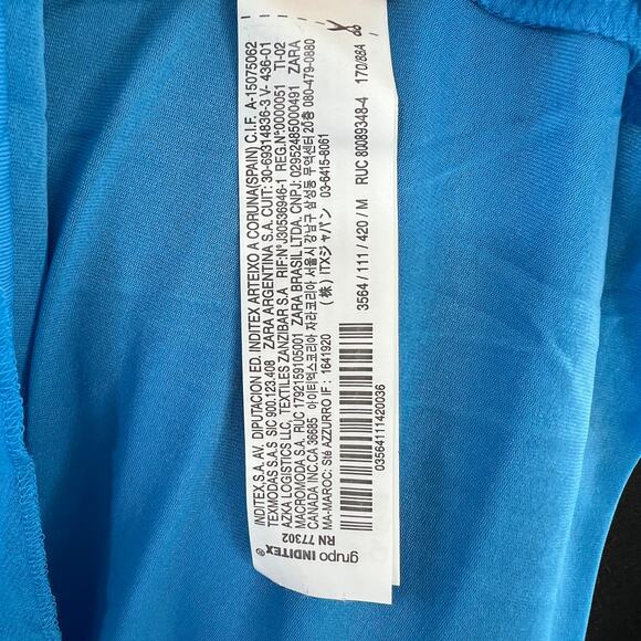 ZARA Camisole Halter Pleated Slip Dress Blue Cutout Sleeveless Midi Dress M NEW - Picture 11 of 12